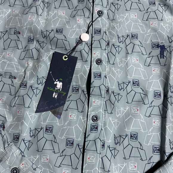 William Murray Scotch Blend Button Down Shirt Carolina Blue Scottie Size L NWT - Picture 6 of 15
